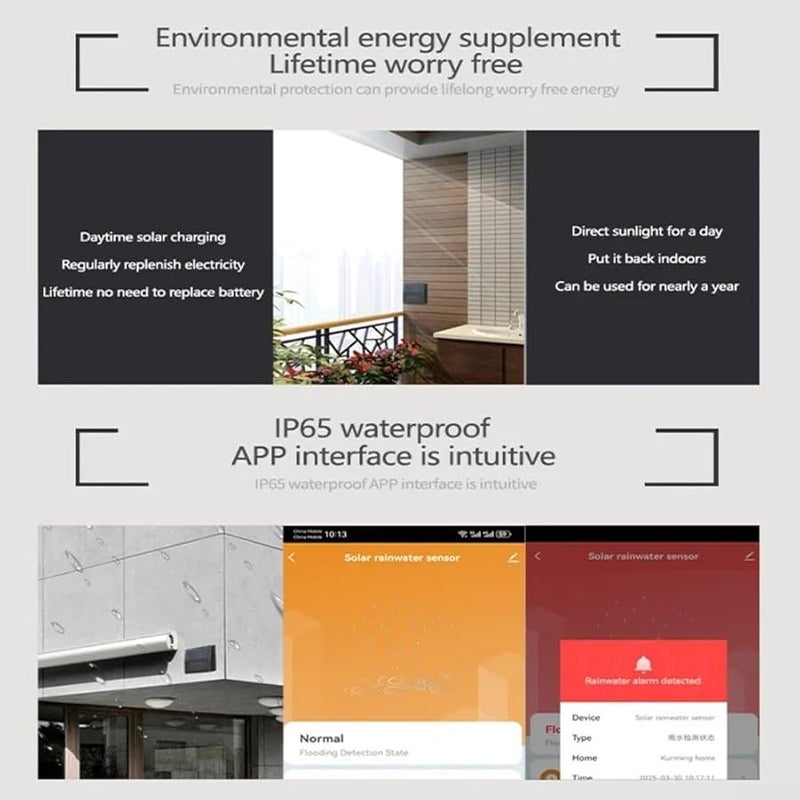 تويّا زيجبي مستشعر المطر الشمسي اللاسلكي للكشف عن الطقس، تحكم عبر التطبيق للمنزل الذكي - Image 3